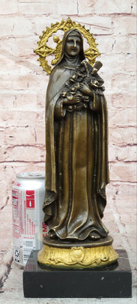 Bronze statue LITTLE FLOWER OF JESUS Clutching a Cross Hot Cast Classic Artwork