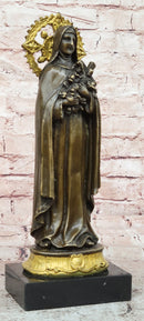 Bronze statue LITTLE FLOWER OF JESUS Clutching a Cross Hot Cast Classic Artwork