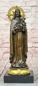 Bronze statue LITTLE FLOWER OF JESUS Clutching a Cross Hot Cast Classic Artwork
