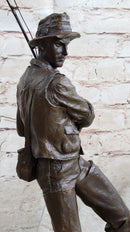Fisherman Man Fishing Bronze Sculpture 16" x 8"
