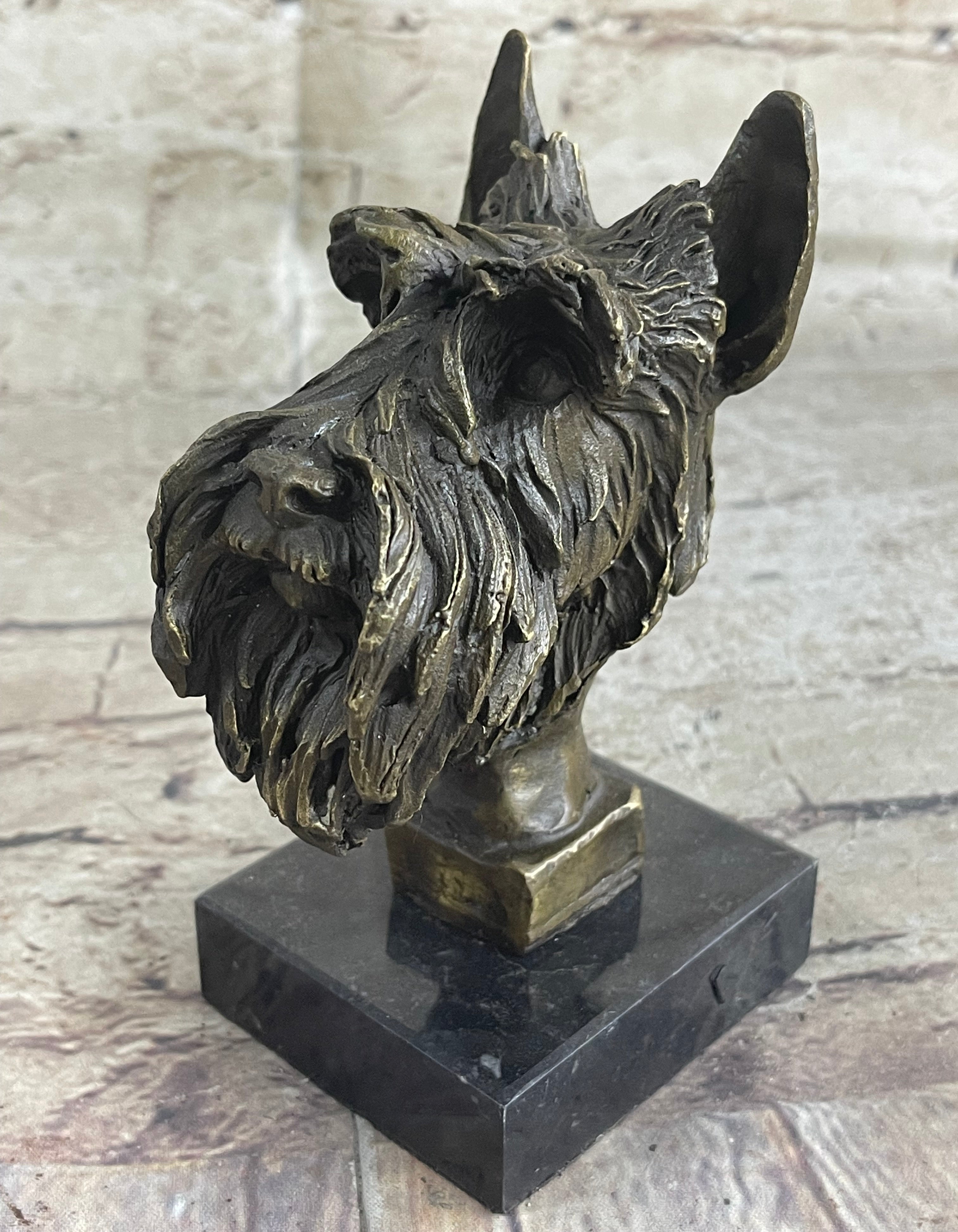Solid Bronze Schnauzer Scottish Terrier Dog Bookend