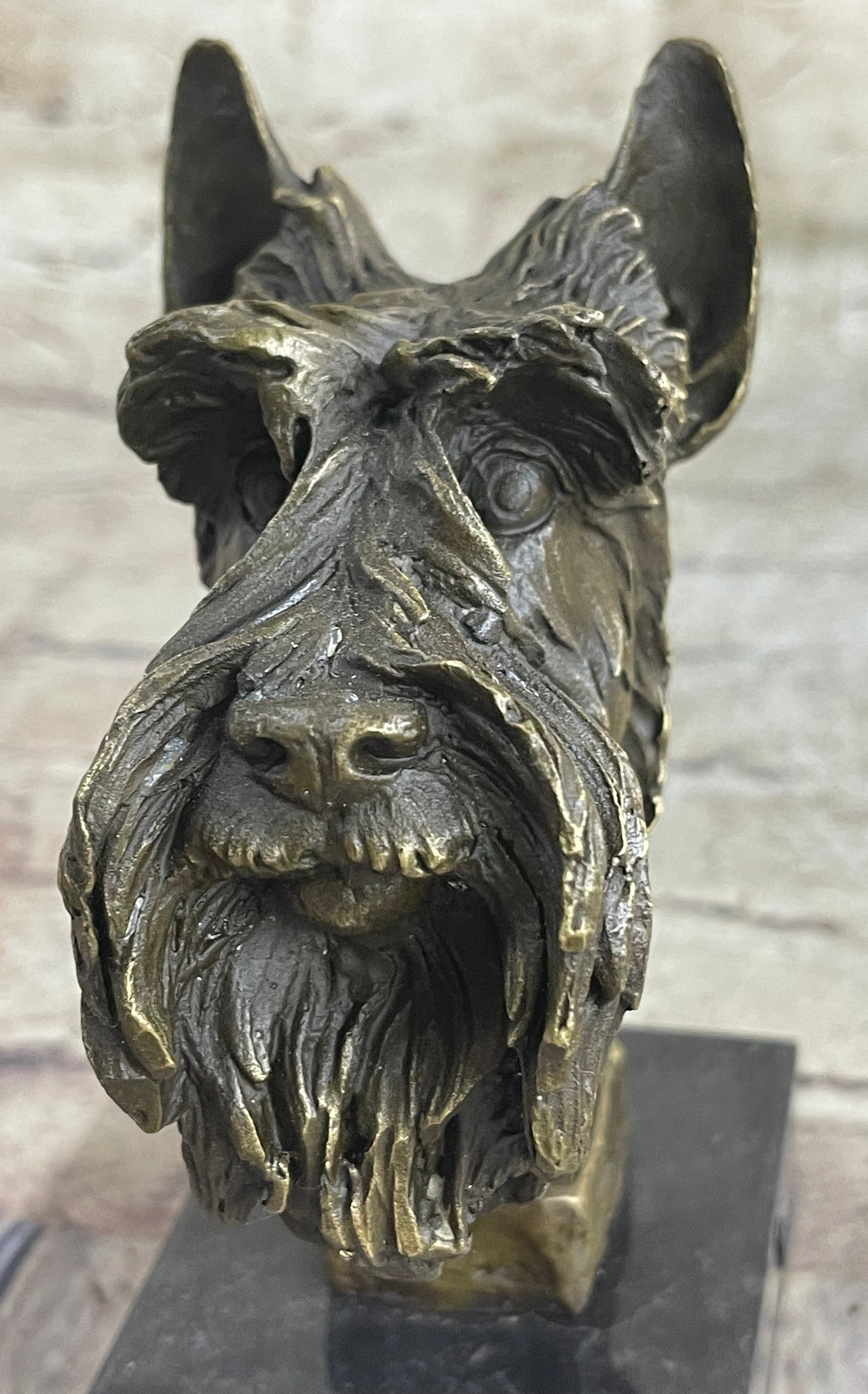 Solid Bronze Schnauzer Scottish Terrier Dog Bookend