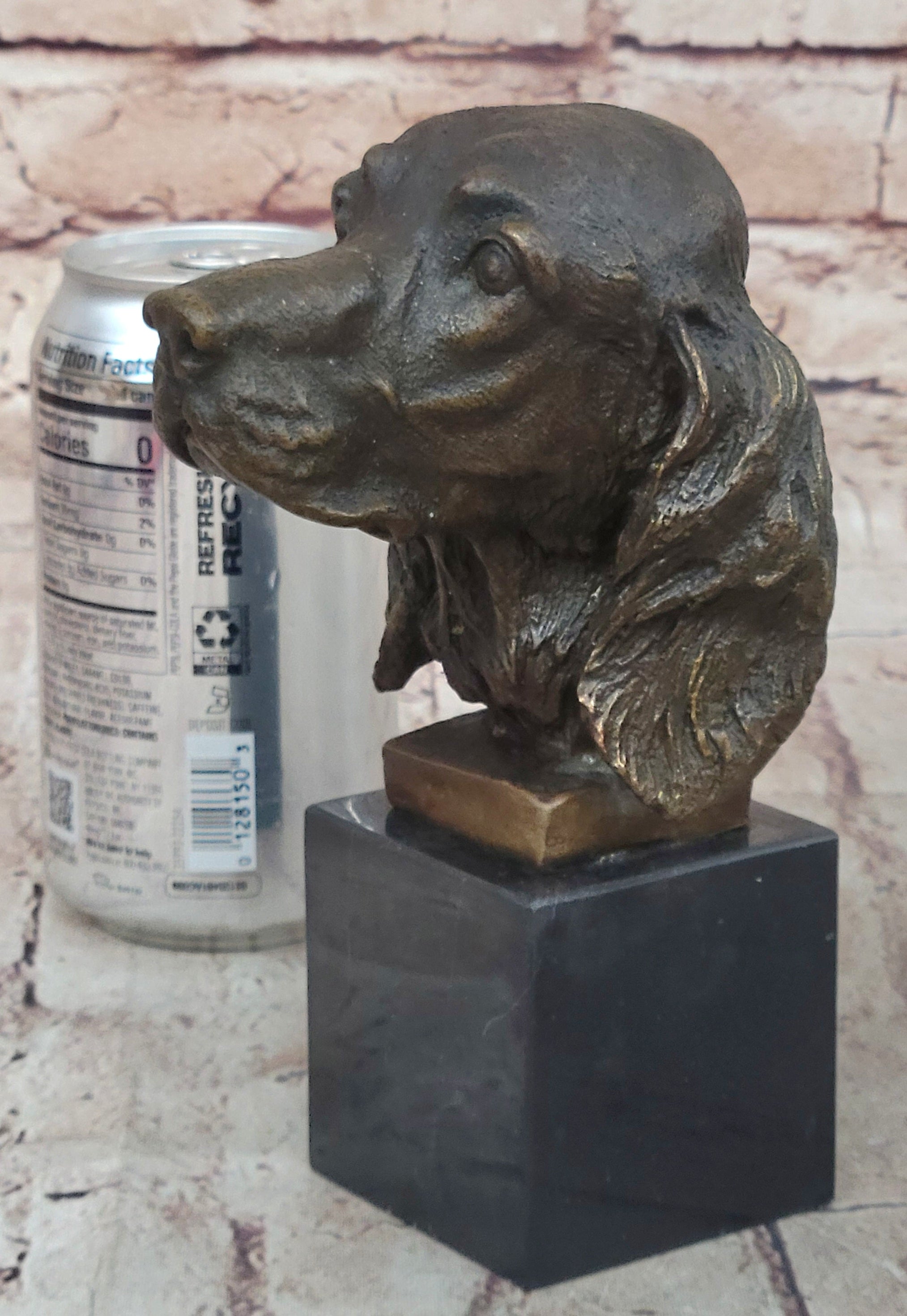 Bronze Cocker Spaniel Dog Bust Marble Base
