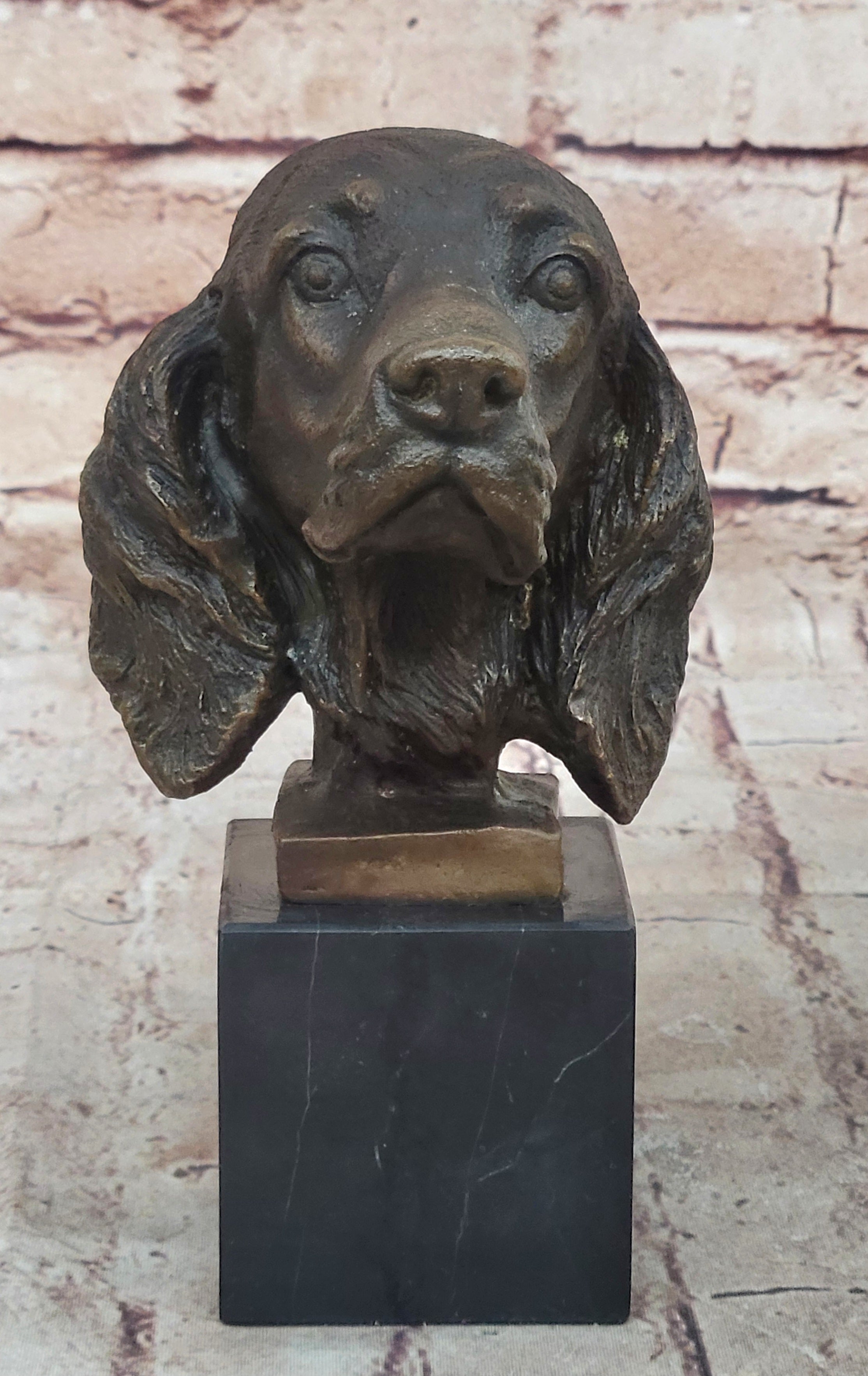 Bronze Cocker Spaniel Dog Bust Marble Base