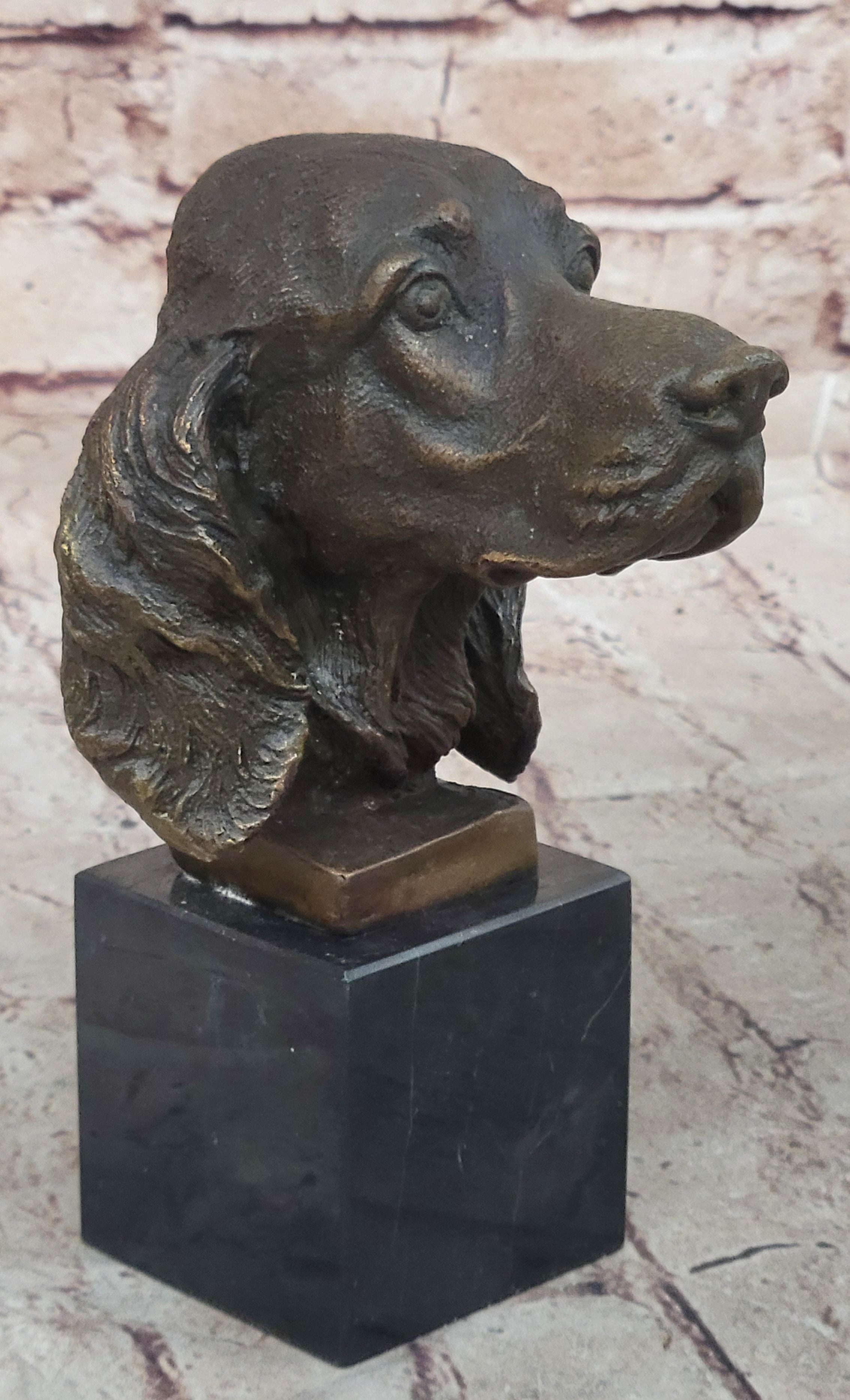 Bronze Cocker Spaniel Dog Bust Marble Base