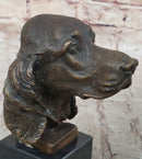 Bronze Cocker Spaniel Dog Bust Marble Base