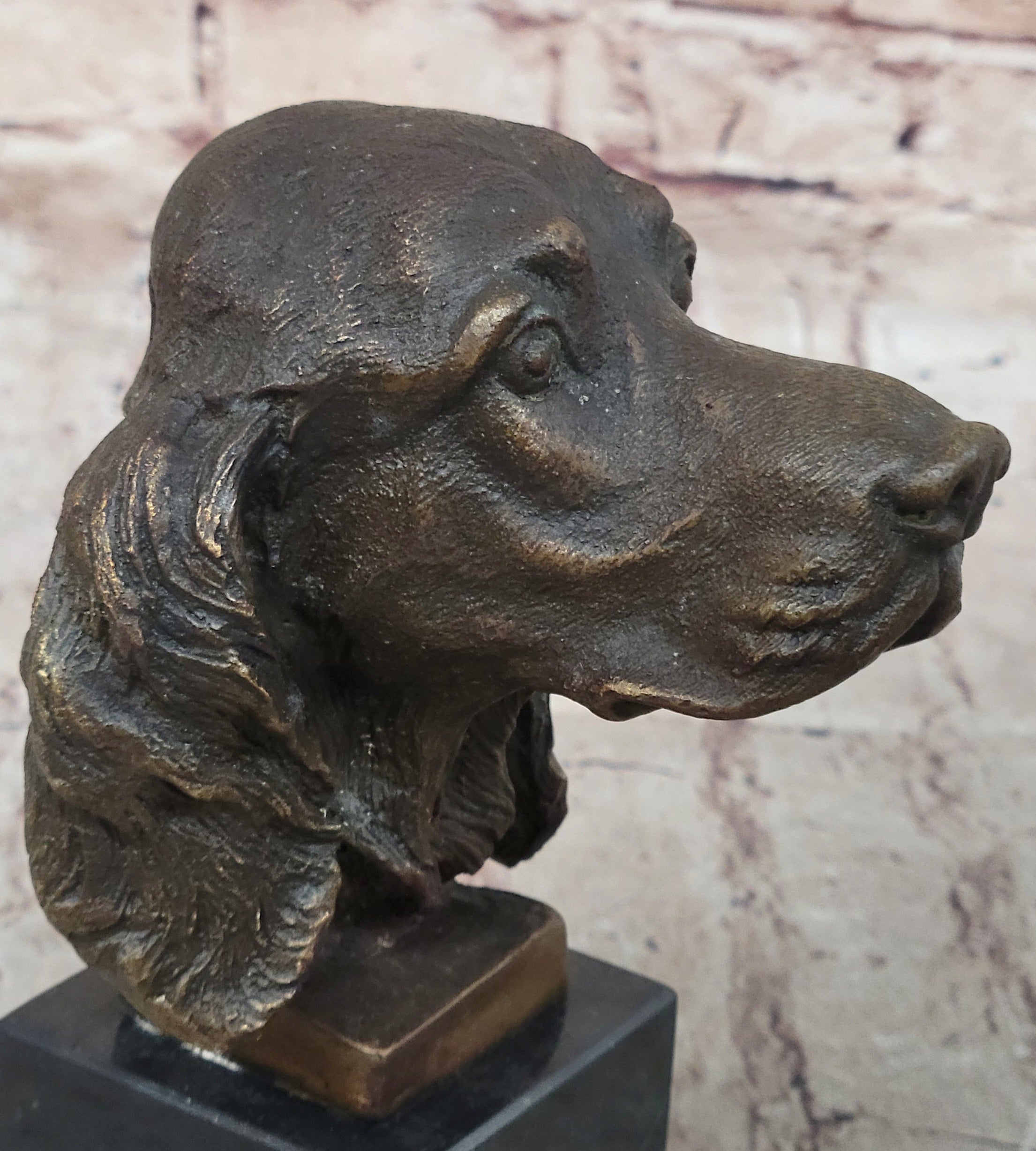 Bronze Cocker Spaniel Dog Bust Marble Base