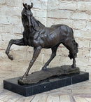 Signed Arabian Horse Bronze Sculpture Modern Art Marble