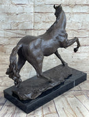Signed Arabian Horse Bronze Sculpture Modern Art Marble