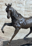 Signed Arabian Horse Bronze Sculpture Modern Art Marble