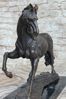 Signed Arabian Horse Bronze Sculpture Modern Art Marble