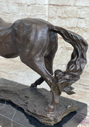 Signed Arabian Horse Bronze Sculpture Modern Art Marble