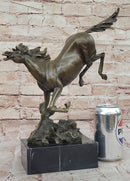 Milo Art Deco Wild Horse Bronze Sculpture Hot Cast Marble Base