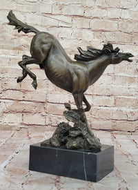 Milo Art Deco Wild Horse Bronze Sculpture Hot Cast Marble Base