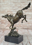Milo Art Deco Wild Horse Bronze Sculpture Hot Cast Marble Base