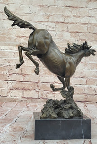 Milo Art Deco Wild Horse Bronze Sculpture Hot Cast Marble Base