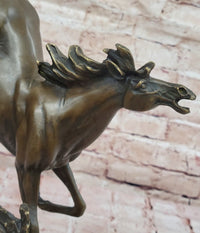 Milo Art Deco Wild Horse Bronze Sculpture Hot Cast Marble Base