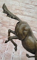 Milo Art Deco Wild Horse Bronze Sculpture Hot Cast Marble Base