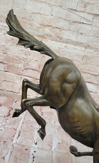 Milo Art Deco Wild Horse Bronze Sculpture Hot Cast Marble Base