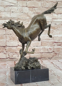 Milo Art Deco Wild Horse Bronze Sculpture Hot Cast Marble Base