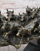 Cattle Drive Bronze Cowboy Rancher Sculpture C.M. Russell Art