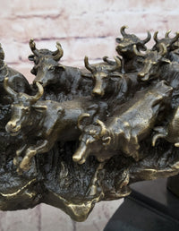 Cattle Drive Bronze Cowboy Rancher Sculpture C.M. Russell Art