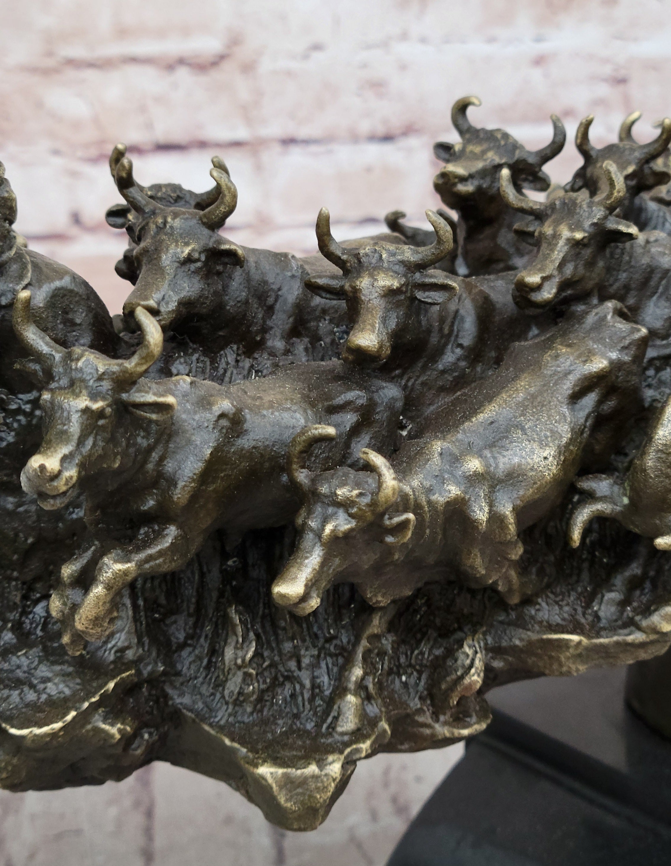 Cattle Drive Bronze Cowboy Rancher Sculpture C.M. Russell Art