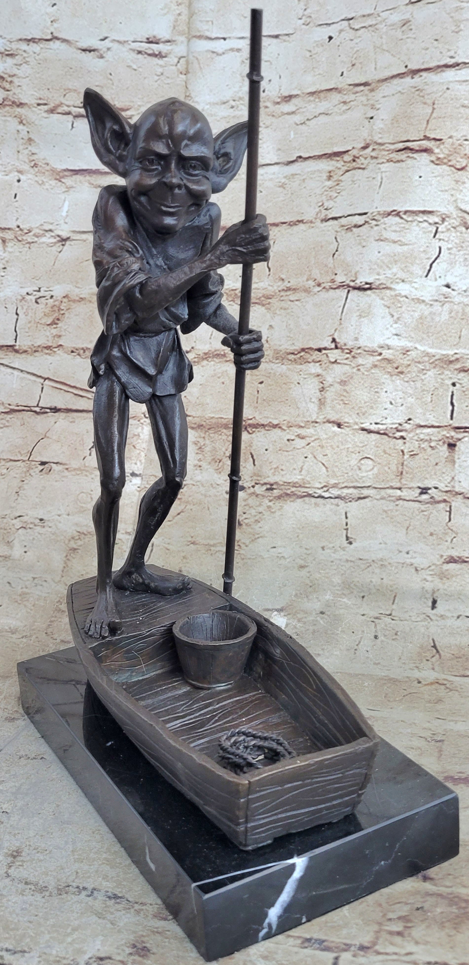 Harry Potter Dobby Goblin Riding Boat Bronze Sculpture