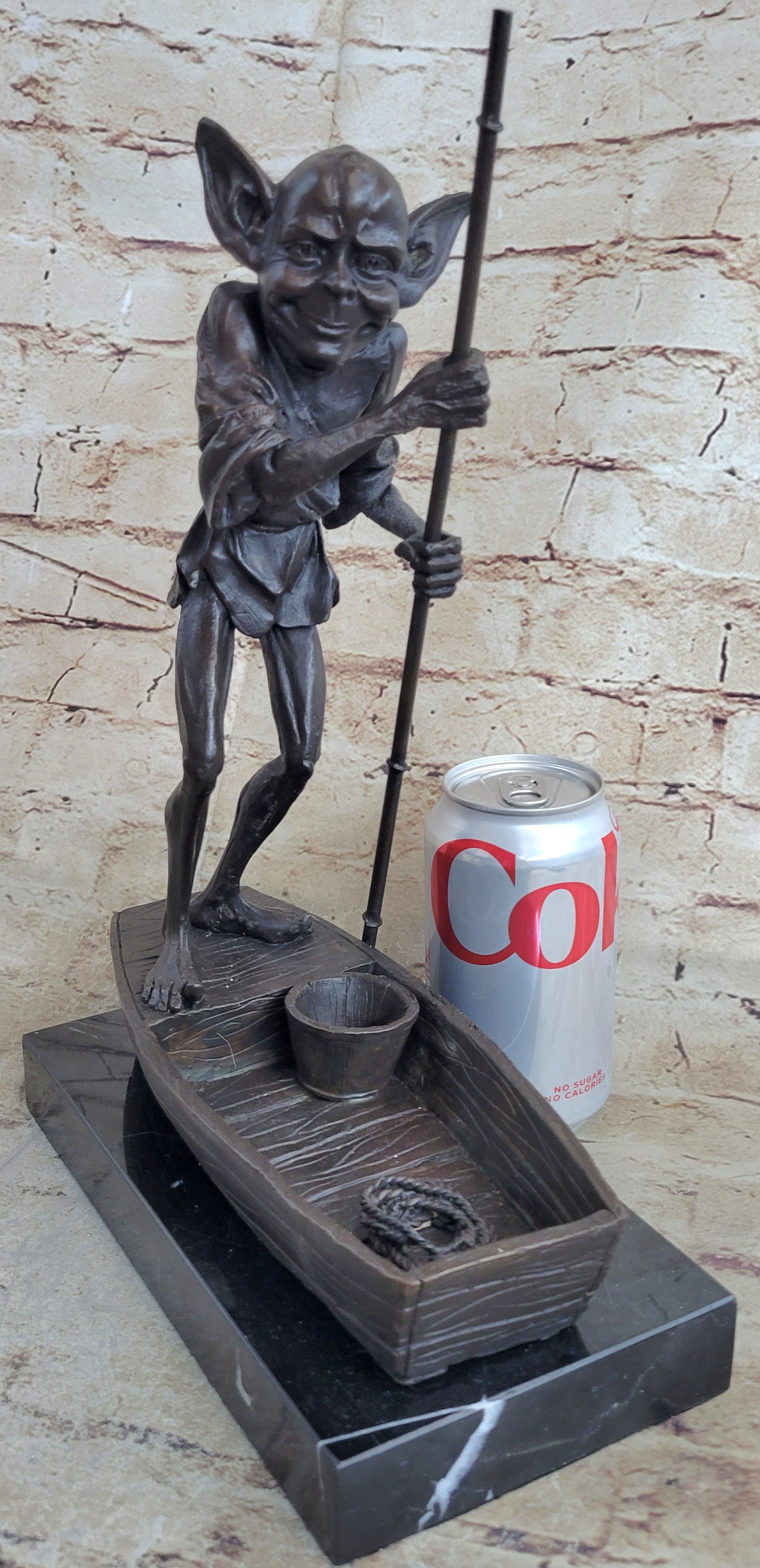Harry Potter Dobby Goblin Riding Boat Bronze Sculpture