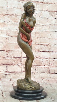 Aldo Vitaleh Sexy Nude Female Bronze Marble Base Sculpture