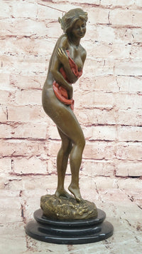 Aldo Vitaleh Sexy Nude Female Bronze Marble Base Sculpture