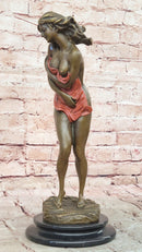 Aldo Vitaleh Sexy Nude Female Bronze Marble Base Sculpture