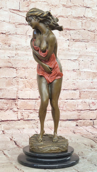 Aldo Vitaleh Sexy Nude Female Bronze Marble Base Sculpture