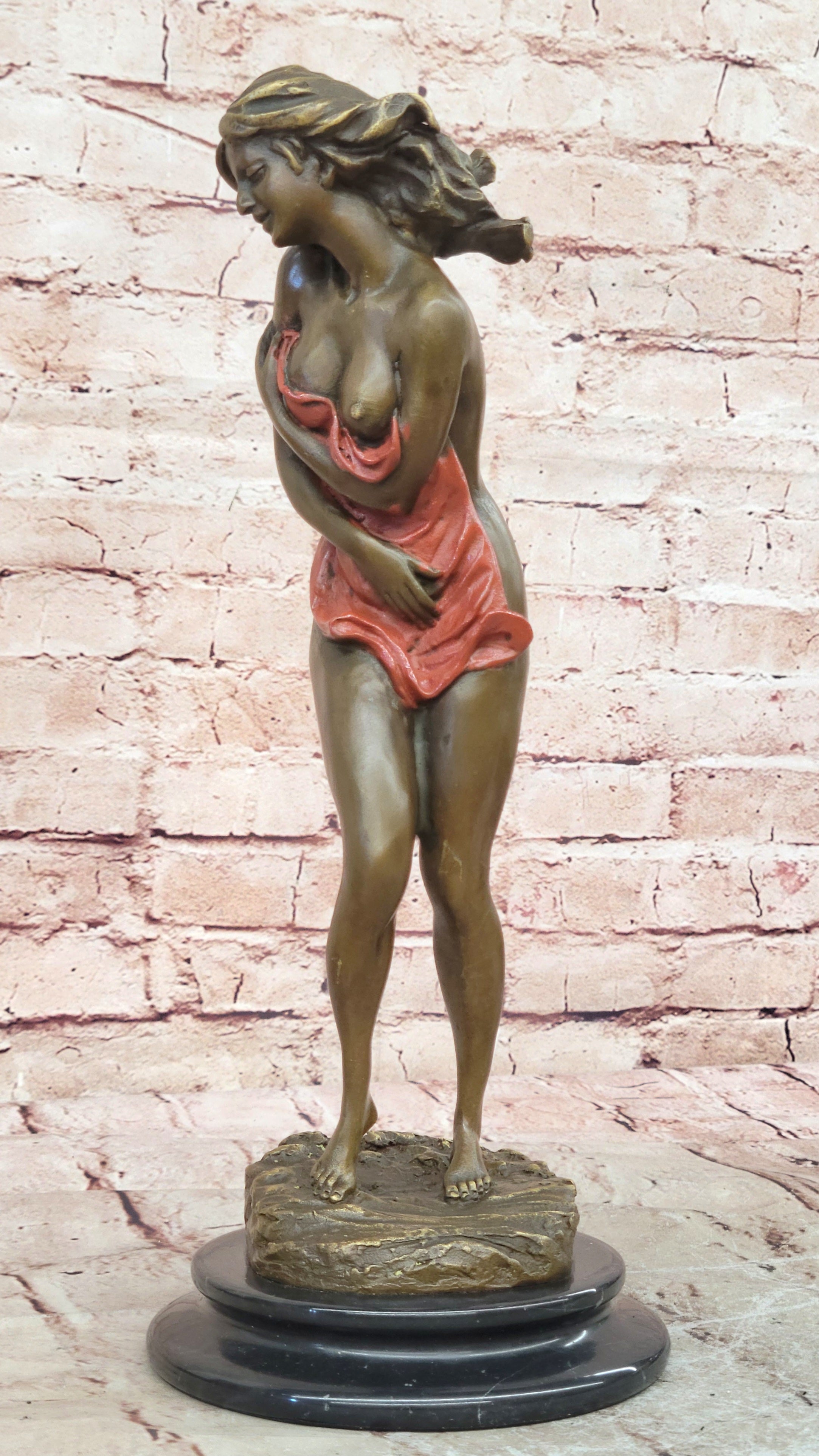 Aldo Vitaleh Sexy Nude Female Bronze Marble Base Sculpture