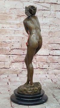 Aldo Vitaleh Sexy Nude Female Bronze Marble Base Sculpture