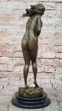 Aldo Vitaleh Sexy Nude Female Bronze Marble Base Sculpture