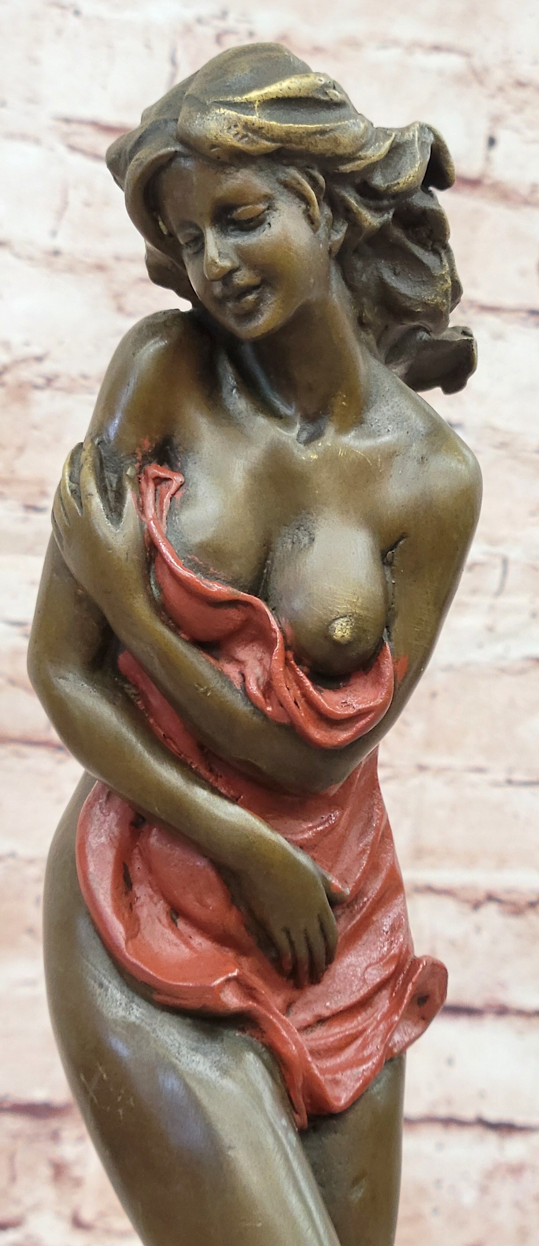 Aldo Vitaleh Sexy Nude Female Bronze Marble Base Sculpture