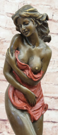 Aldo Vitaleh Sexy Nude Female Bronze Marble Base Sculpture
