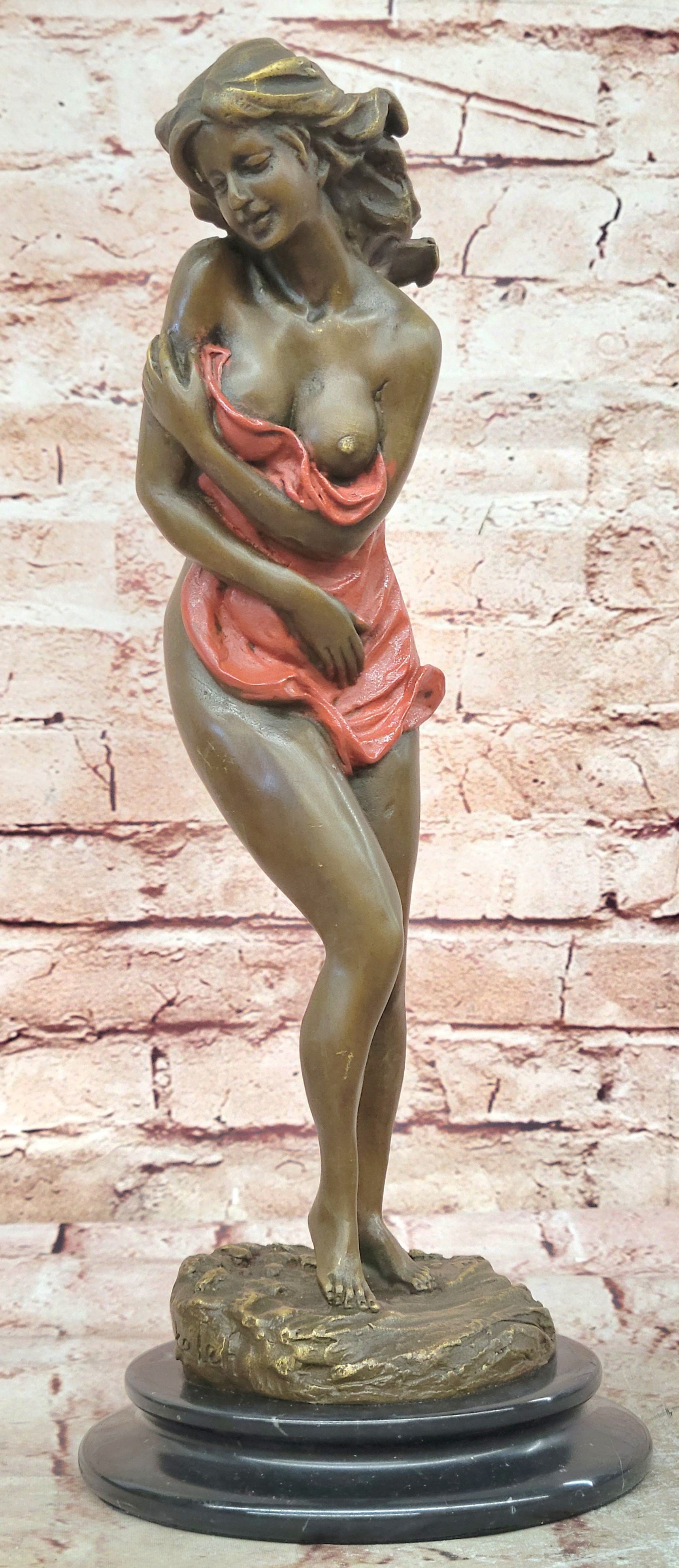Aldo Vitaleh Sexy Nude Female Bronze Marble Base Sculpture