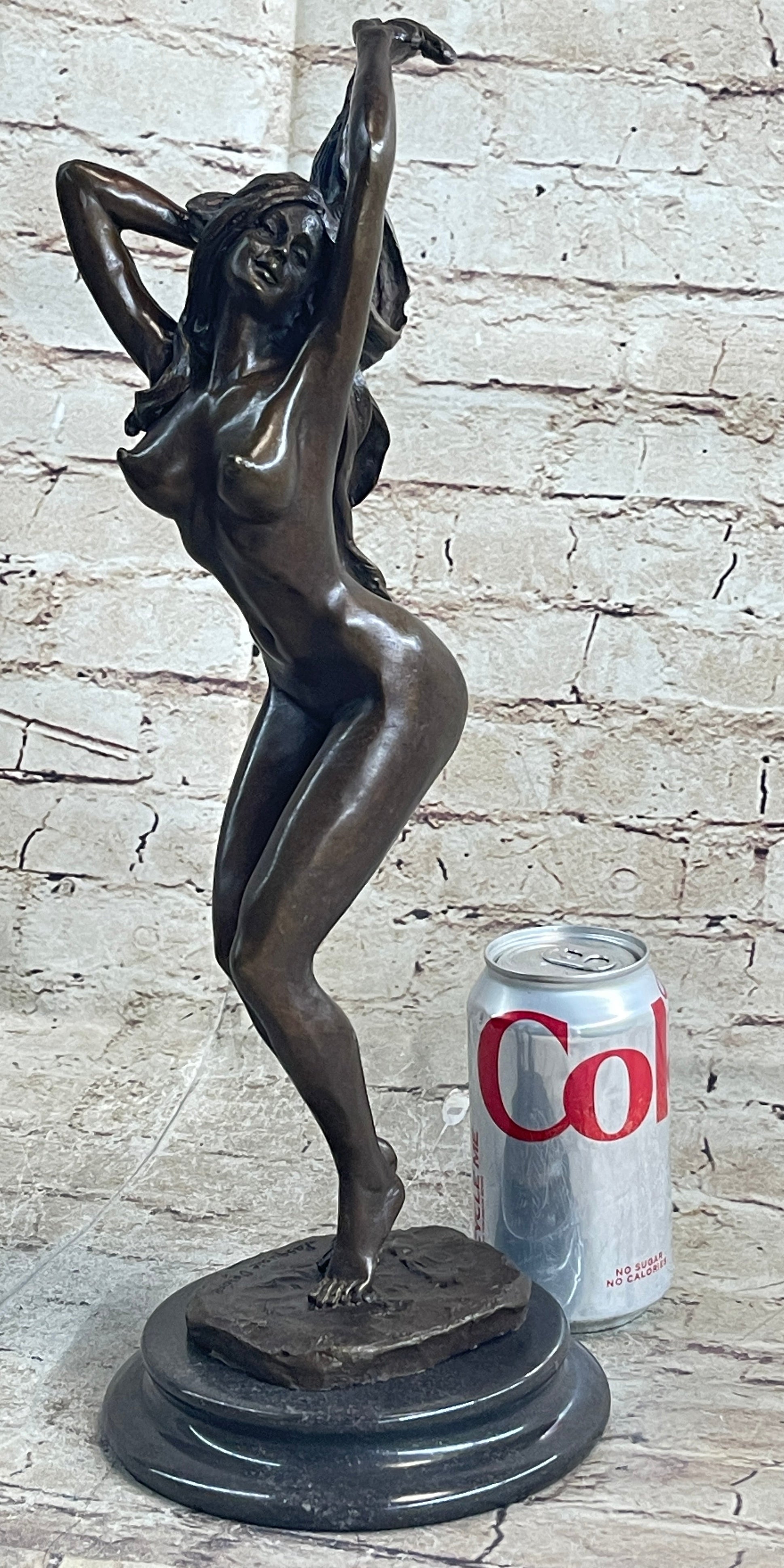 Signed Pasquale Delore Nude Woman Bronze Sculpture Art Deco LRG