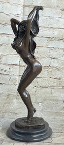 Signed Pasquale Delore Nude Woman Bronze Sculpture Art Deco LRG
