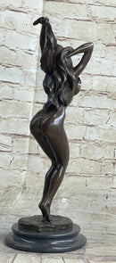 Signed Pasquale Delore Nude Woman Bronze Sculpture Art Deco LRG