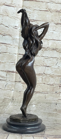 Signed Pasquale Delore Nude Woman Bronze Sculpture Art Deco LRG