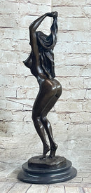 Signed Pasquale Delore Nude Woman Bronze Sculpture Art Deco LRG