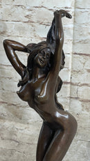Signed Pasquale Delore Nude Woman Bronze Sculpture Art Deco LRG