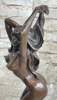 Signed Pasquale Delore Nude Woman Bronze Sculpture Art Deco LRG