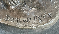 Signed Pasquale Delore Nude Woman Bronze Sculpture Art Deco LRG
