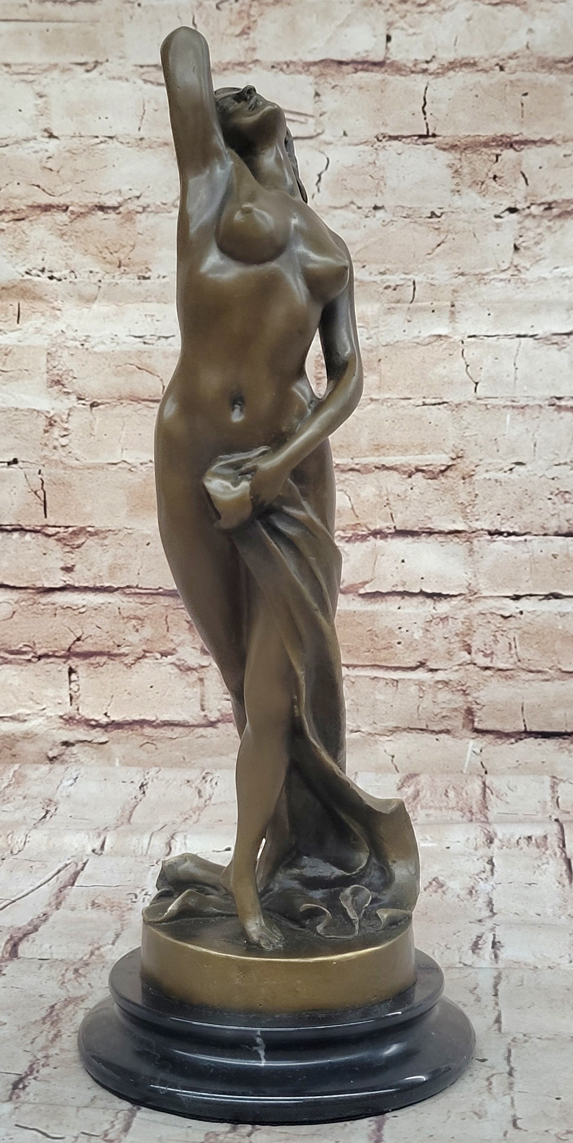 Art Deco Nude Erotic Naked Sexy Female Bronze by P.Delor Sculpture