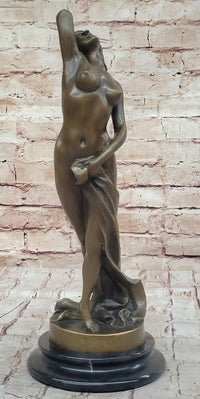 Art Deco Nude Erotic Naked Sexy Female Bronze by P.Delor Sculpture