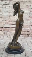 Art Deco Nude Erotic Naked Sexy Female Bronze by P.Delor Sculpture